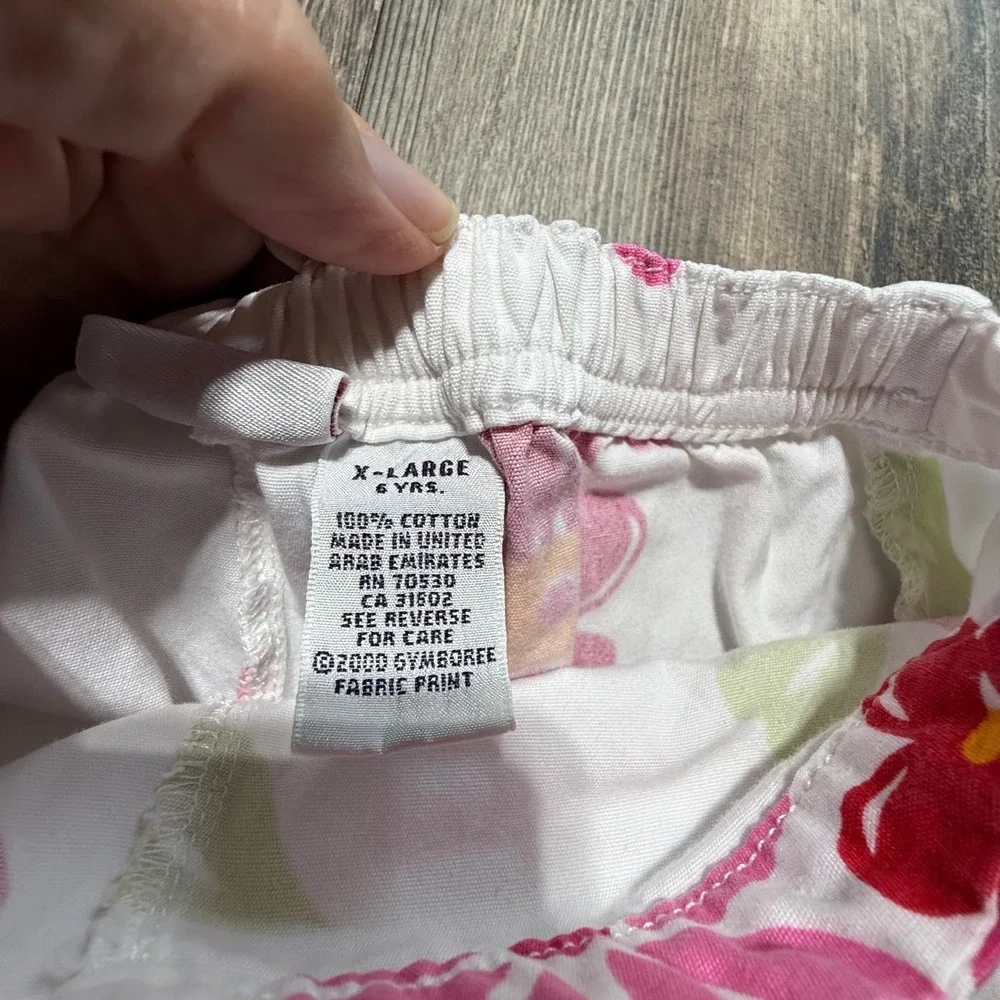 Y2K Gymboree Pull On Pants White Pink Floral Kidcore